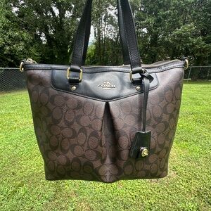 Coach Brown and Black Signature Tote Bag
